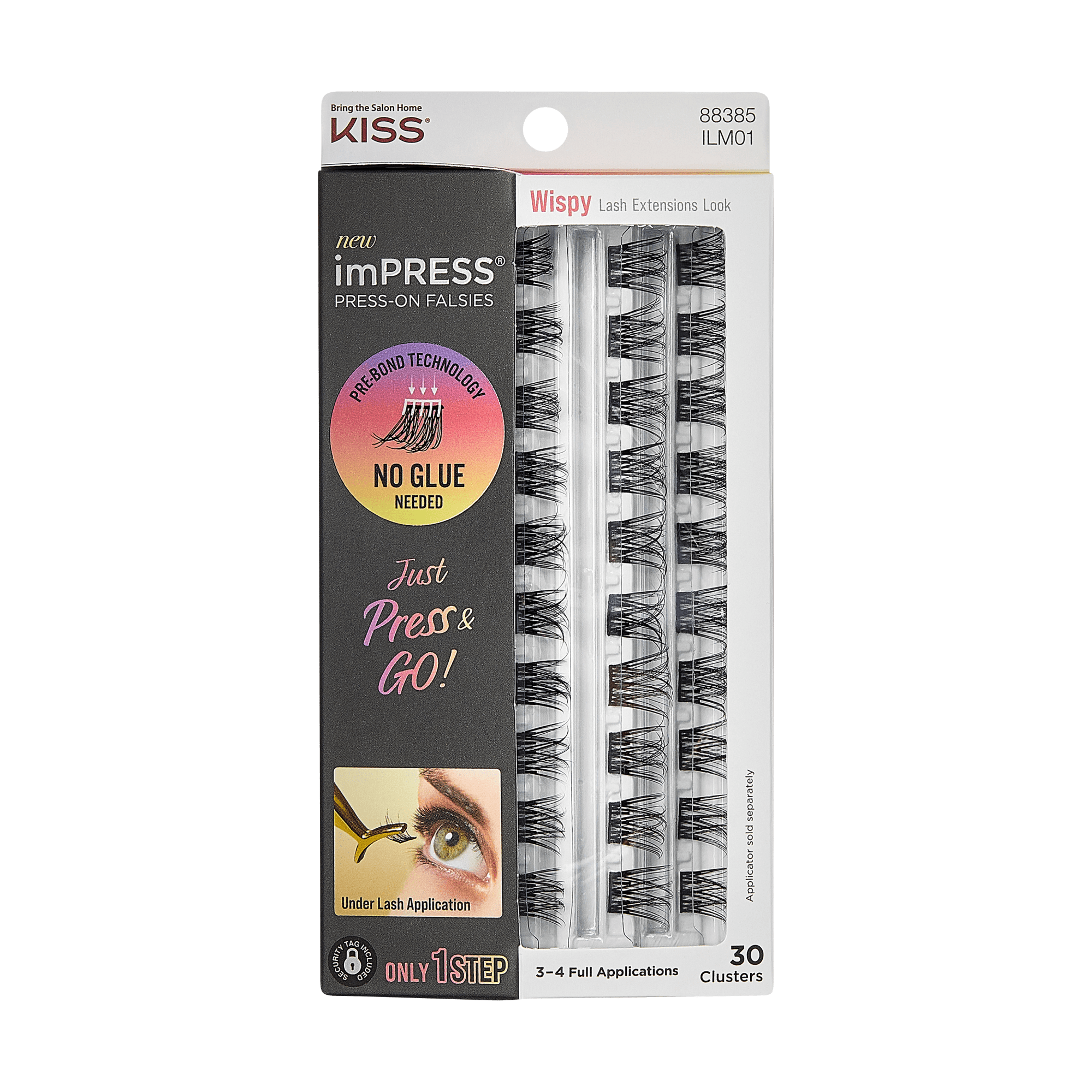 Impress Falsies Pre-Glued False Eyelashes Refills - Wispy | 30 Lash Clusters, 10mm-14mm