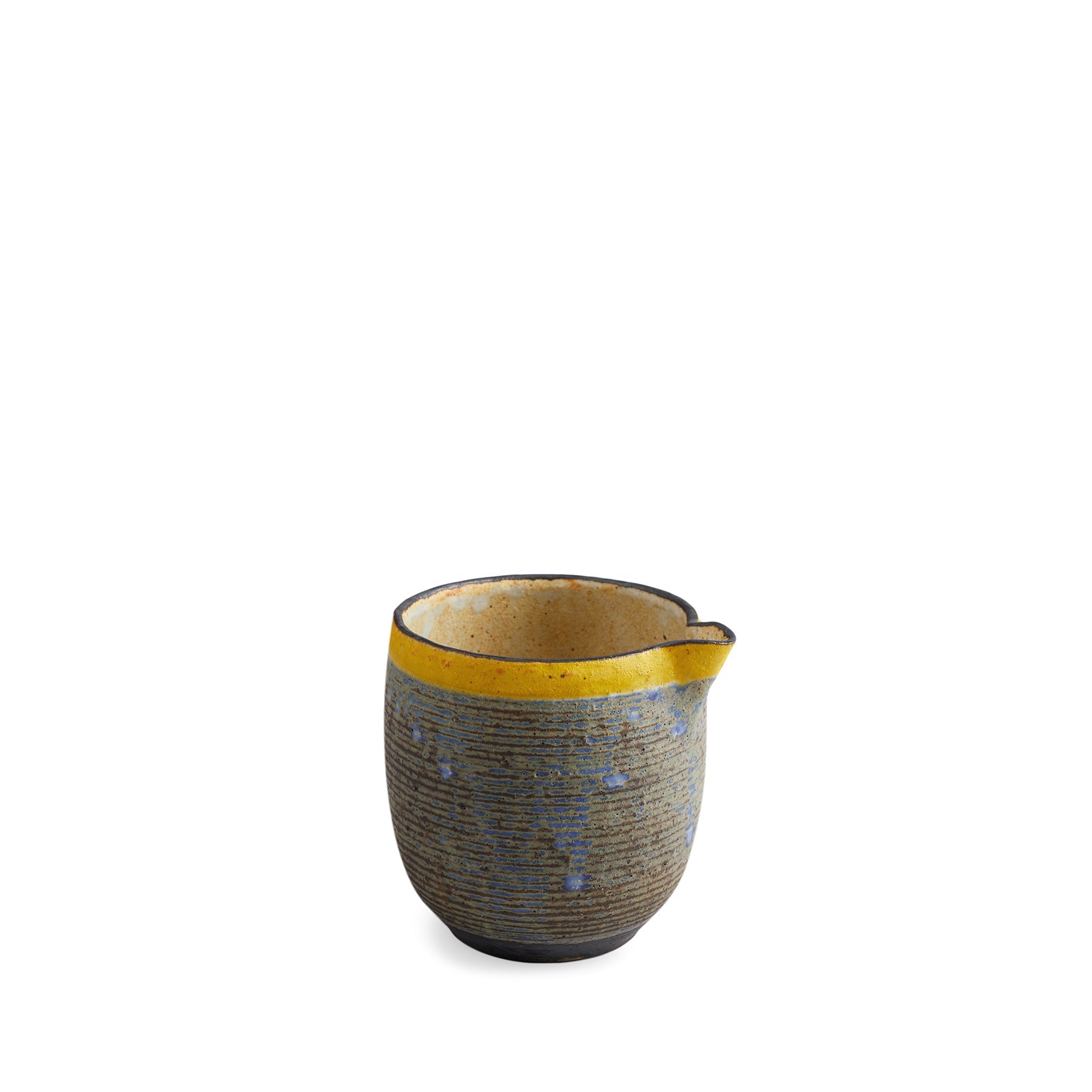 #58 Small Pitcher in Indigo with Yellow Ring
