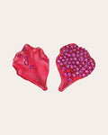 Ruby Petal Asymmetric Stud Earrings