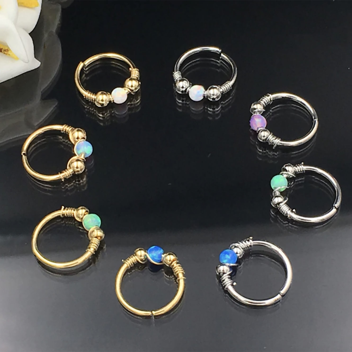 Andromeda Opal Ring Ear Piercing