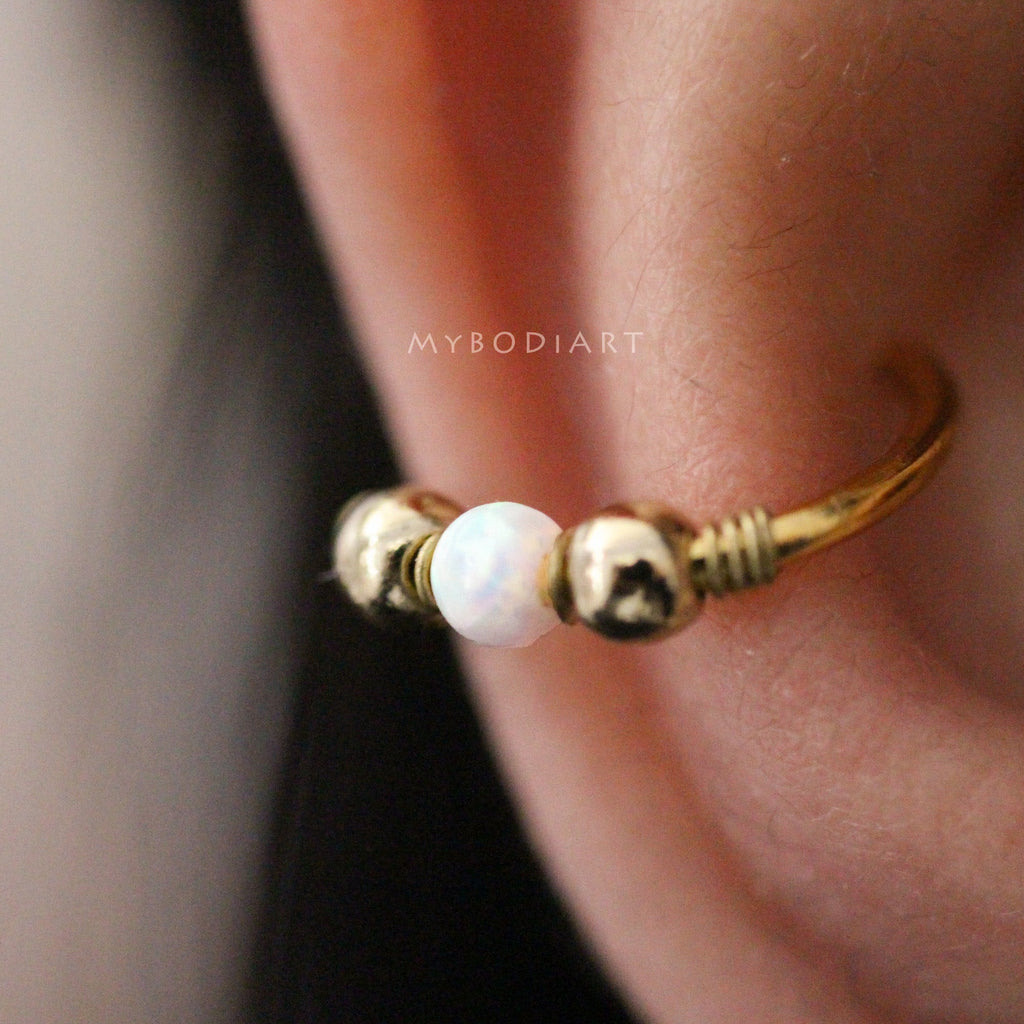 Andromeda Opal Ring Ear Piercing