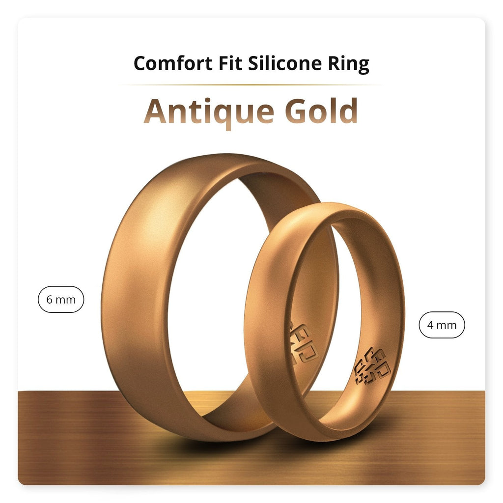 Antique Gold Breathable Silicone Ring