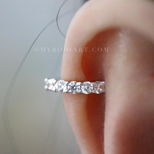 Arianna Crystal Nose / Ear Piercing Earring 18G Ring in Silver