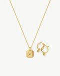 August Birthstone Necklace & Charm Earrings Set | 18ct Gold Vermeil/Peridot