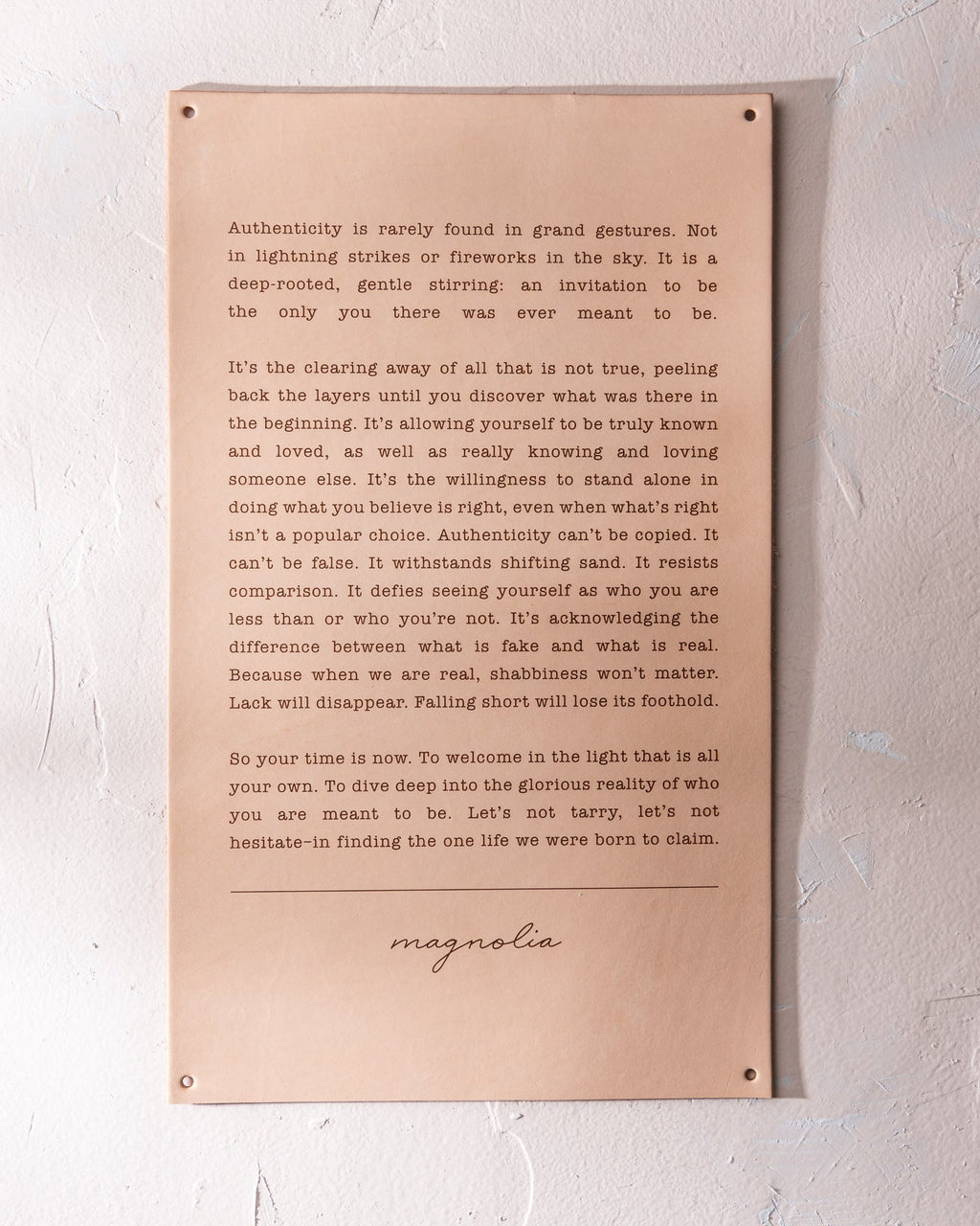 Authenticity Leather Sign