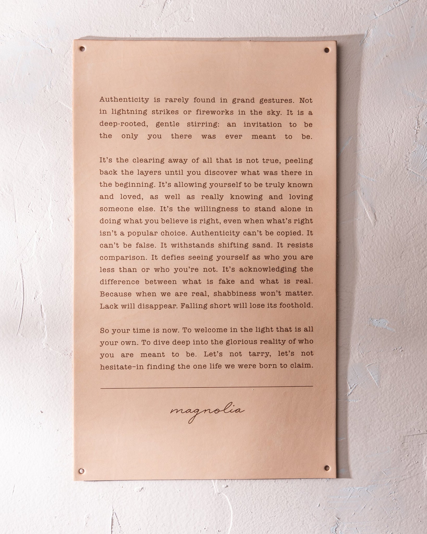 Authenticity Leather Sign
