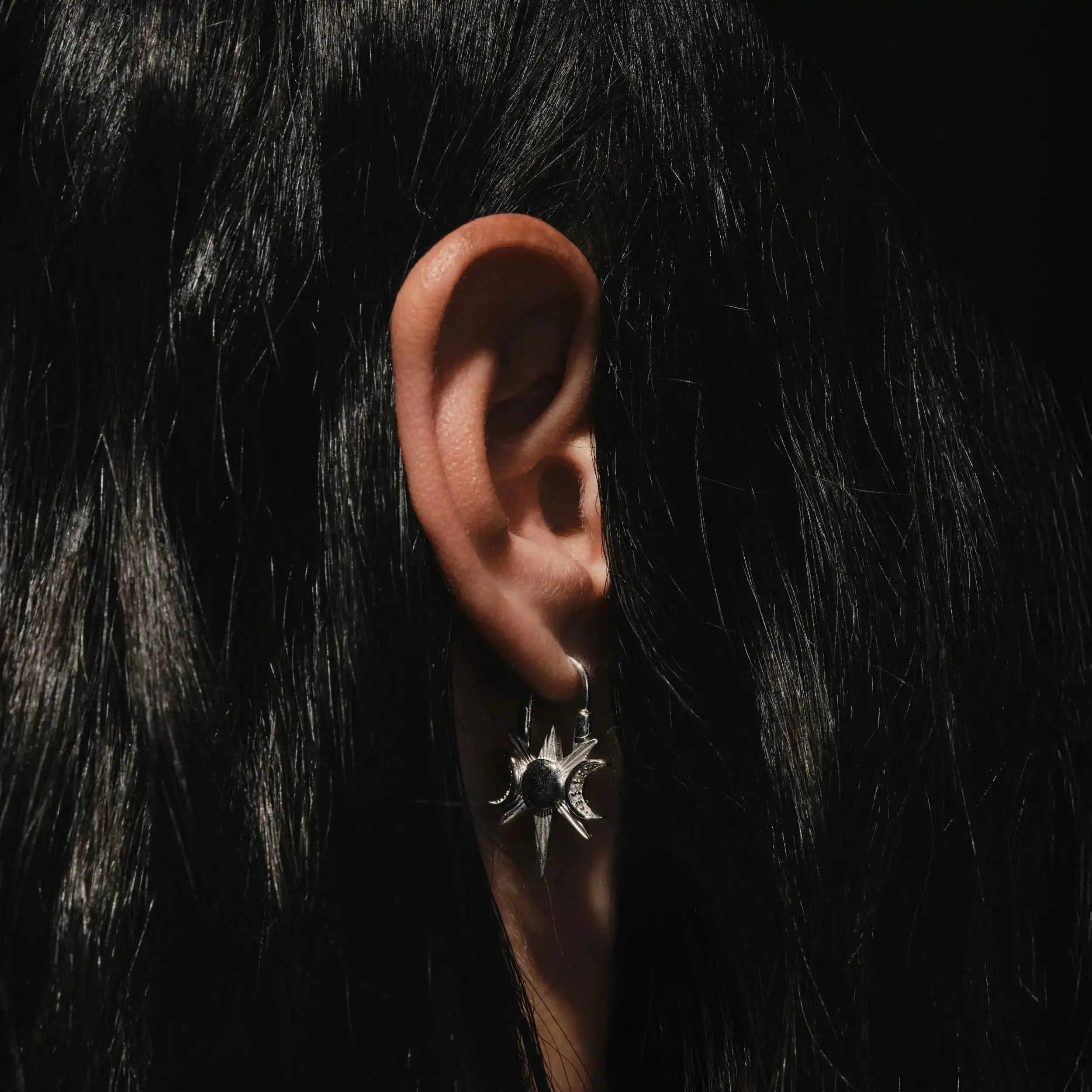 Spiked Triple Moon Earrings