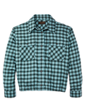 Women's Gathered Hem Shirt - Blue / Navy Plaid