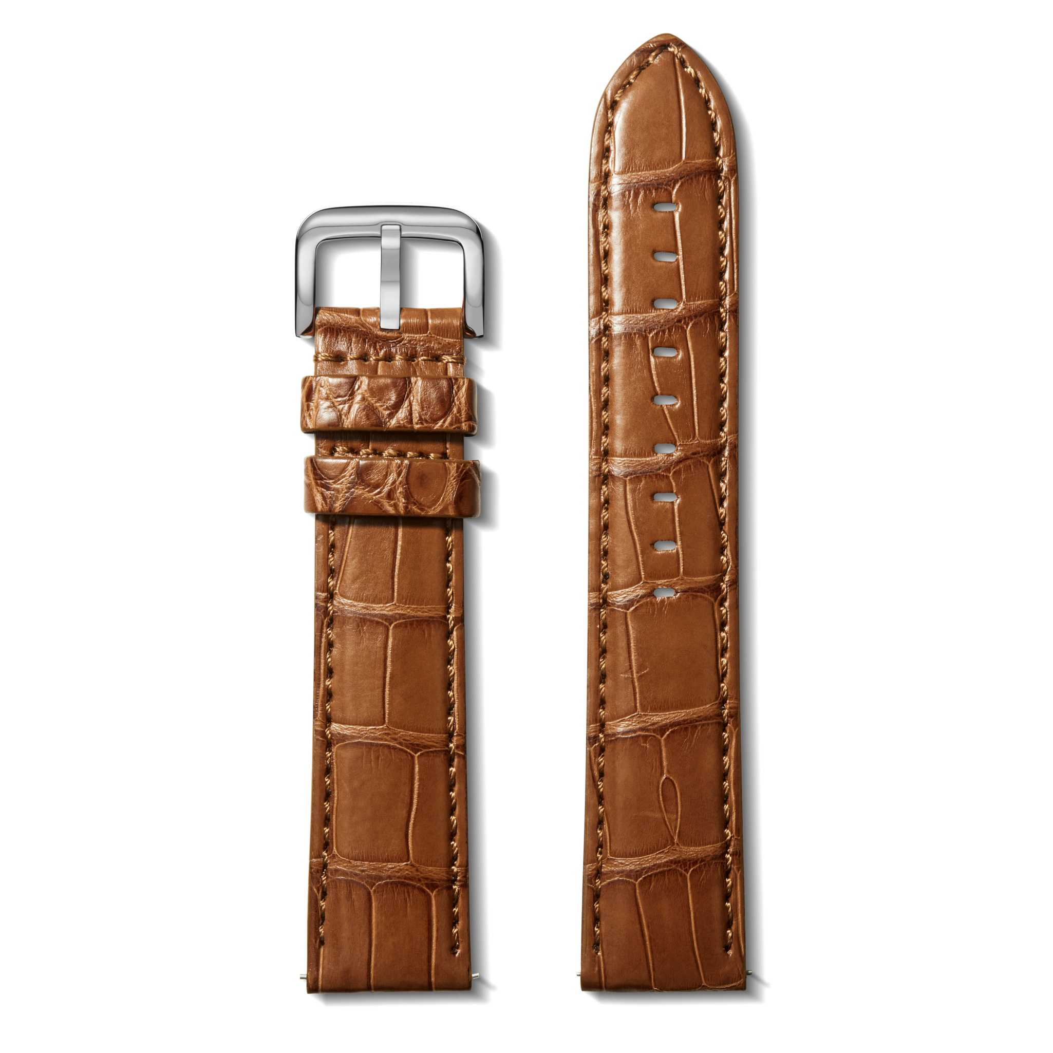 24mm Cognac Alligator Leather Watch Strap (Long) - Cognac