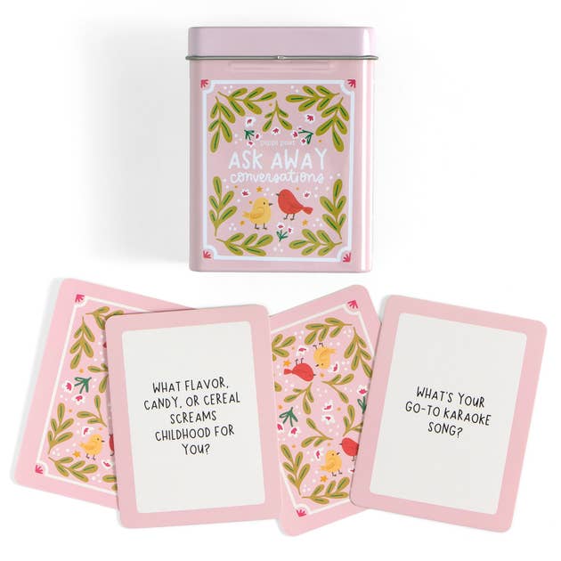 Ask Away Conversation Cards - Deck of Cards + Storage Tin