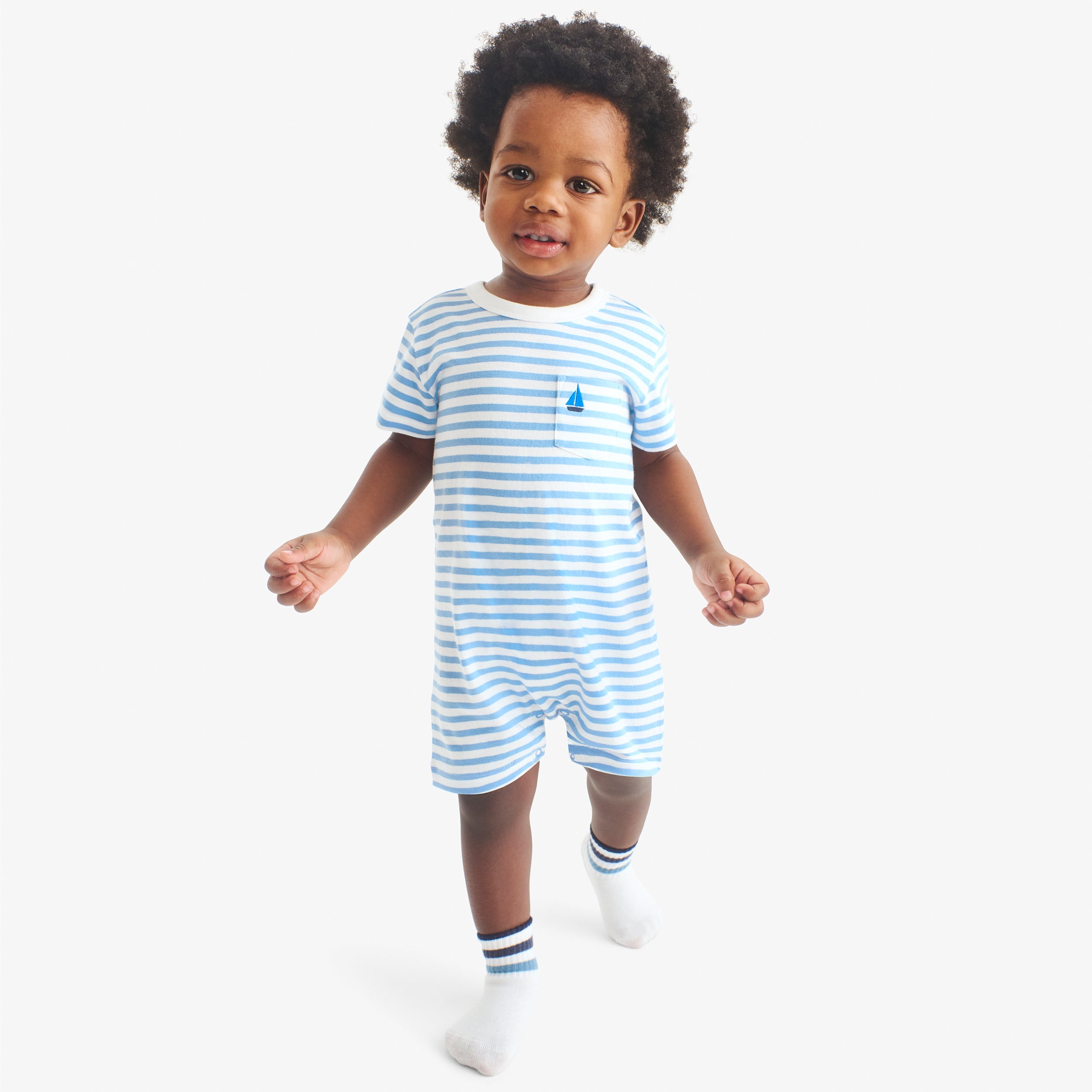 Baby embroidered stripe pocket shortie