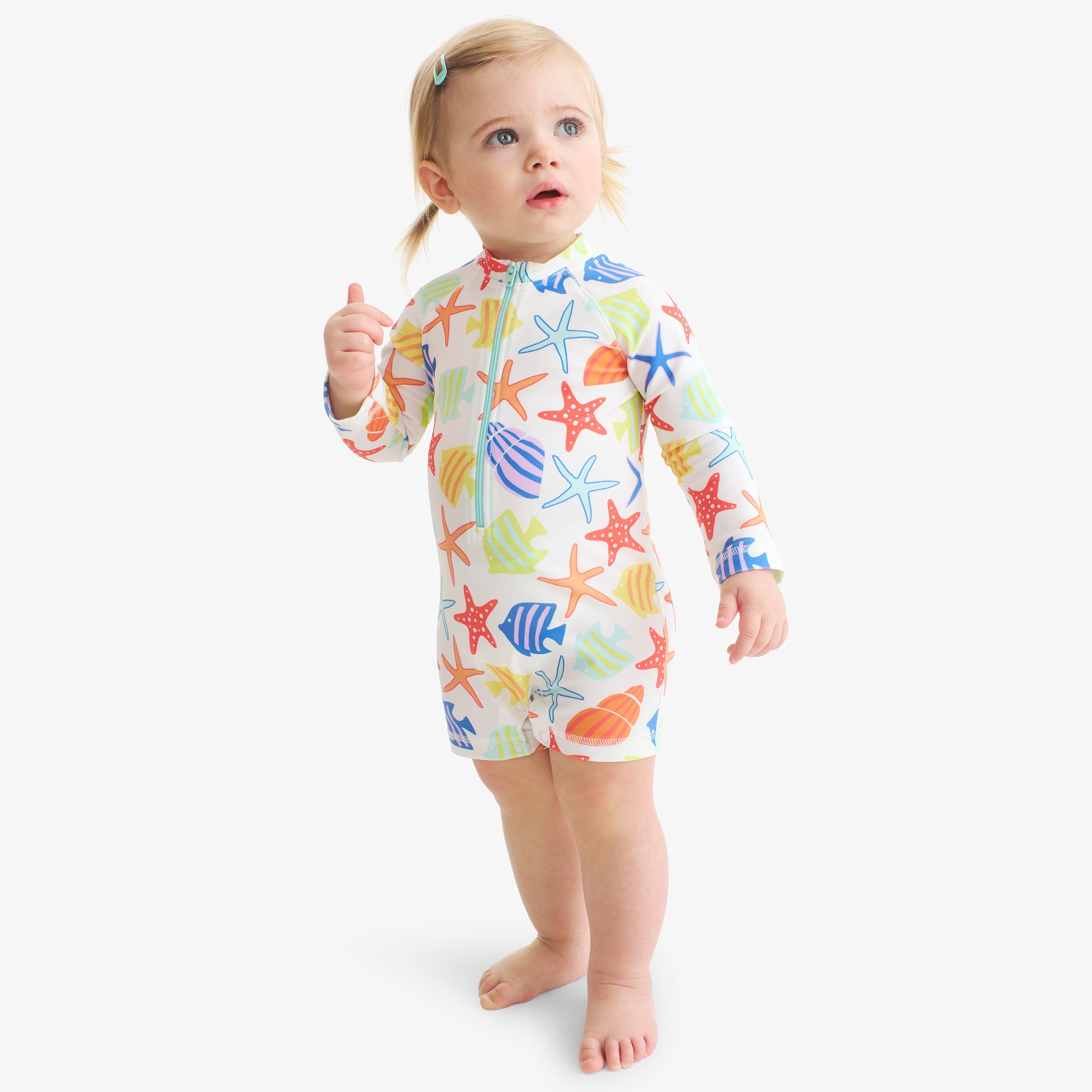 Baby one-piece rash guard in under the sea