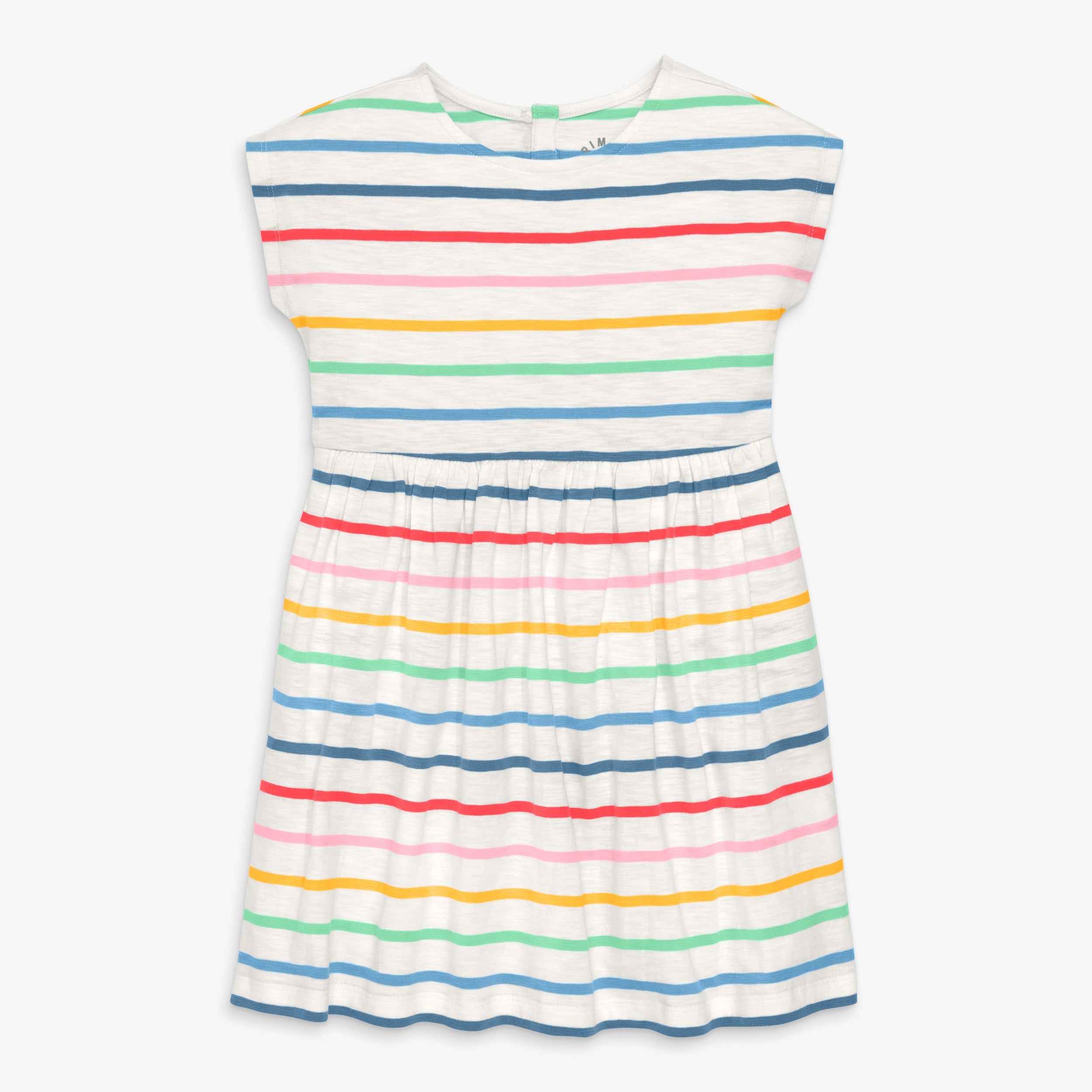 Kids backyard dress in rainbow stripe