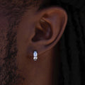 GLD Baguette Hoop Stud Earrings in White Gold