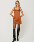 The Mini Satin Shift Dress - Chocolate