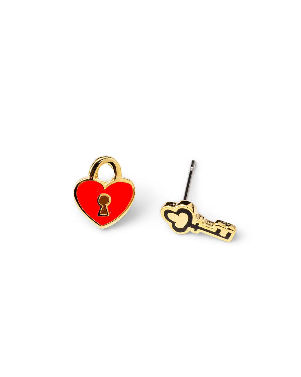 Heart Lock + Key Earrings