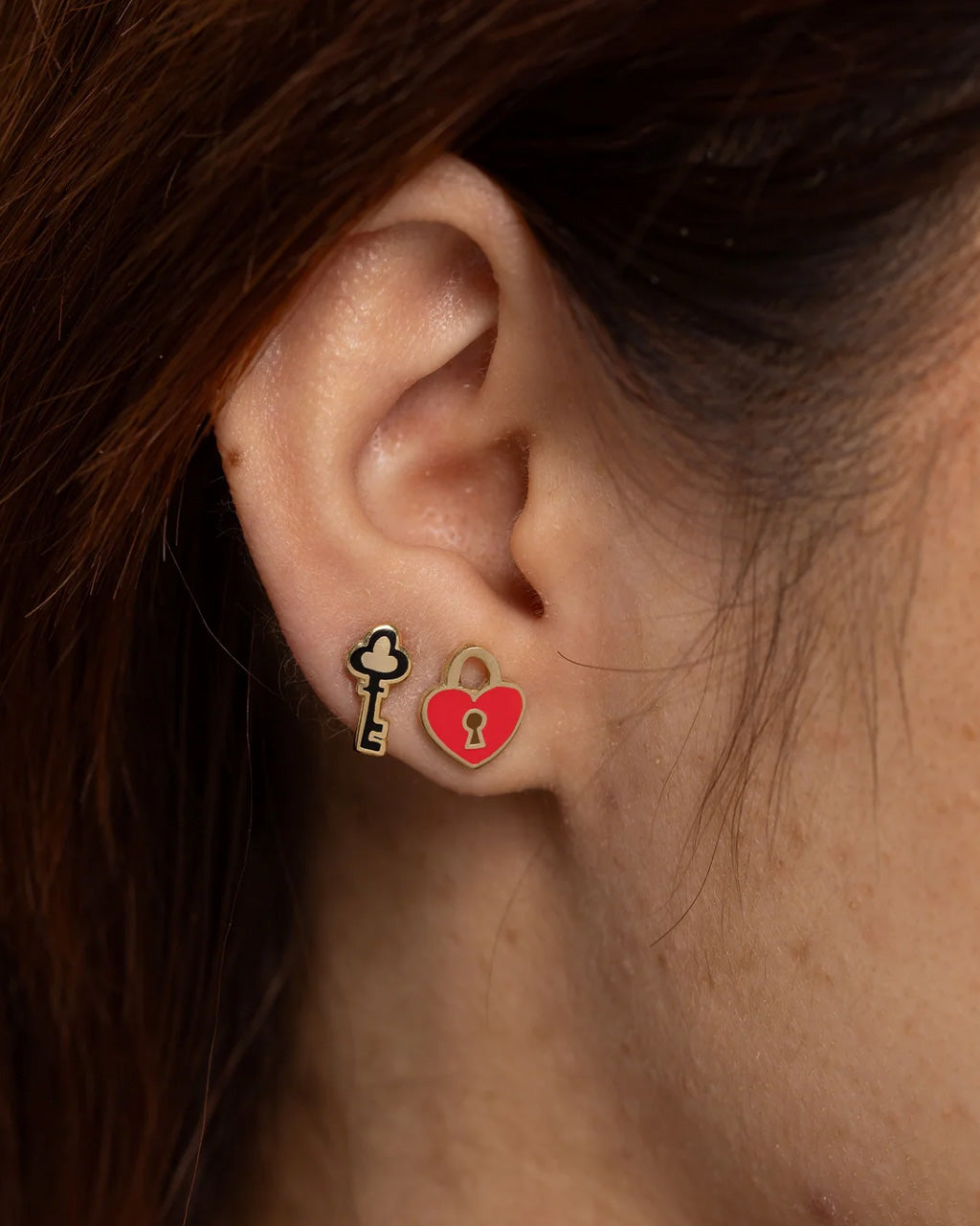 Heart Lock + Key Earrings