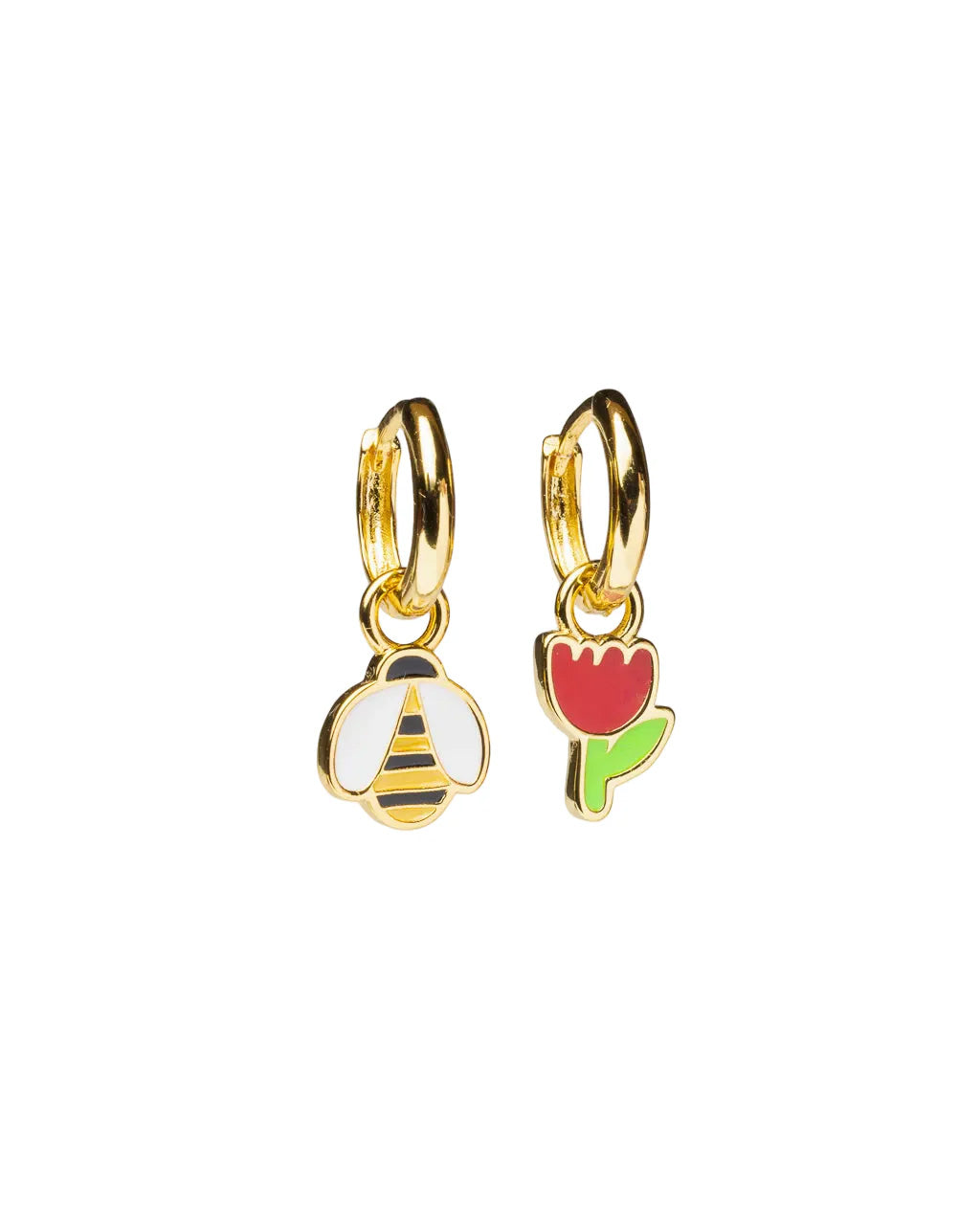 Honeybee & Flower Hoop Earrings