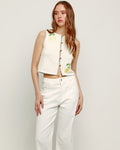 Lemon Embroidered Knit Vest