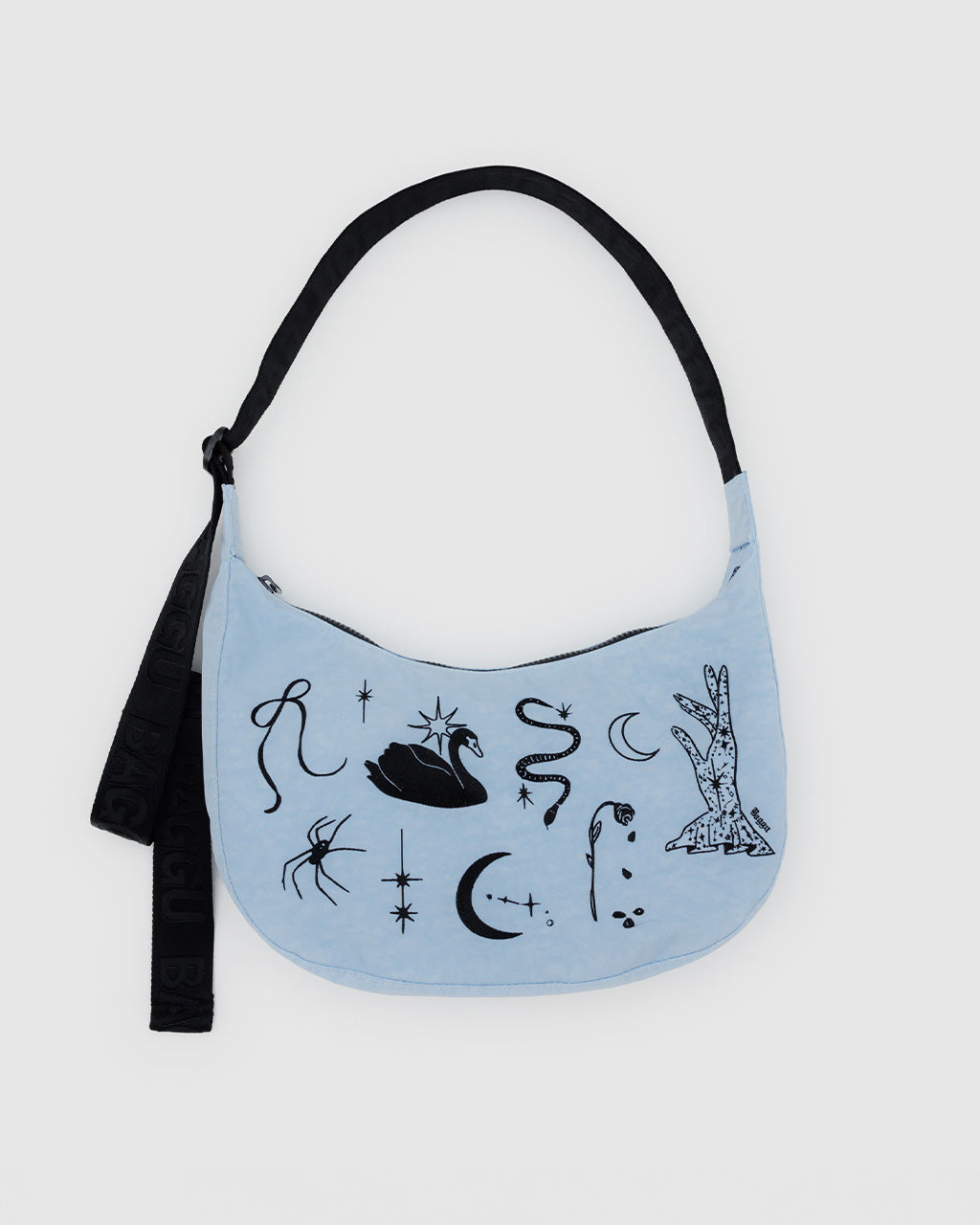 Medium Nylon Crescent Bag - Embroidered Ballet Icons
