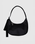 Medium Recycled Leather Crescent Bag - Black