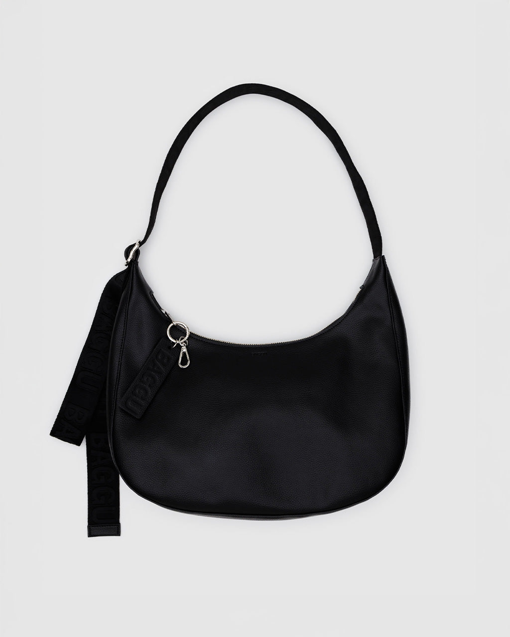 Medium Recycled Leather Crescent Bag - Black