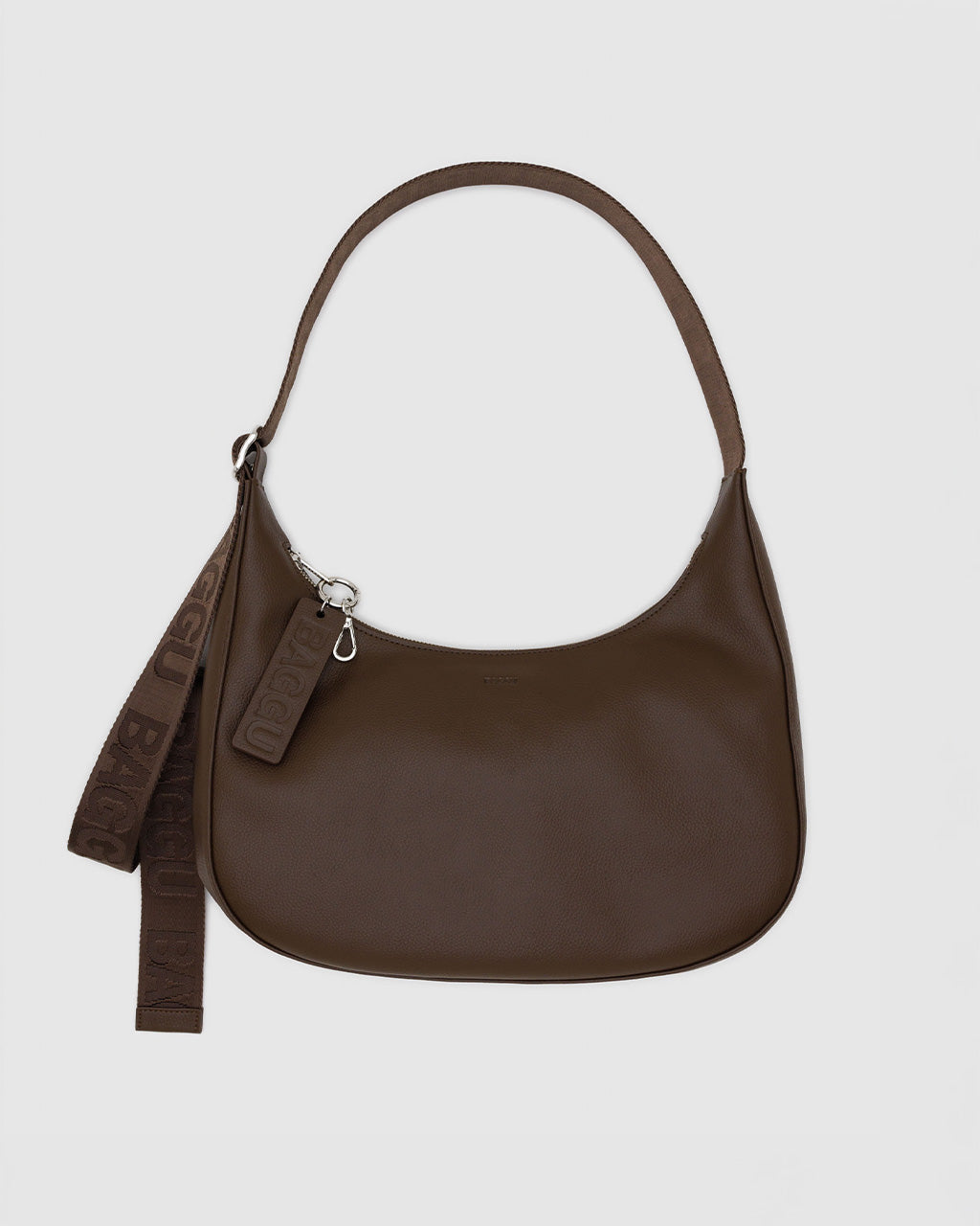 Medium Recycled Leather Crescent Bag - Brown