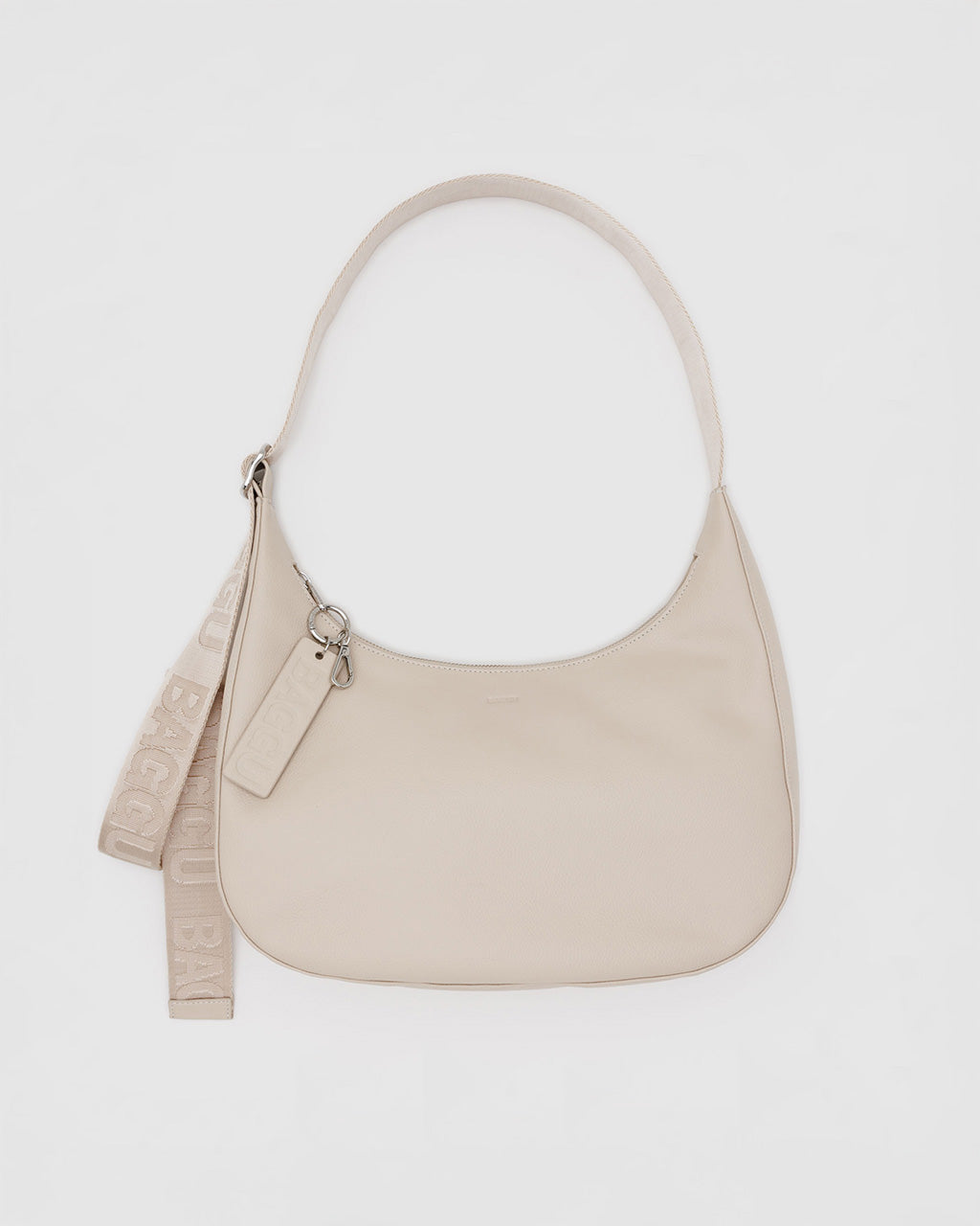 Medium Recycled Leather Crescent Bag - Stone