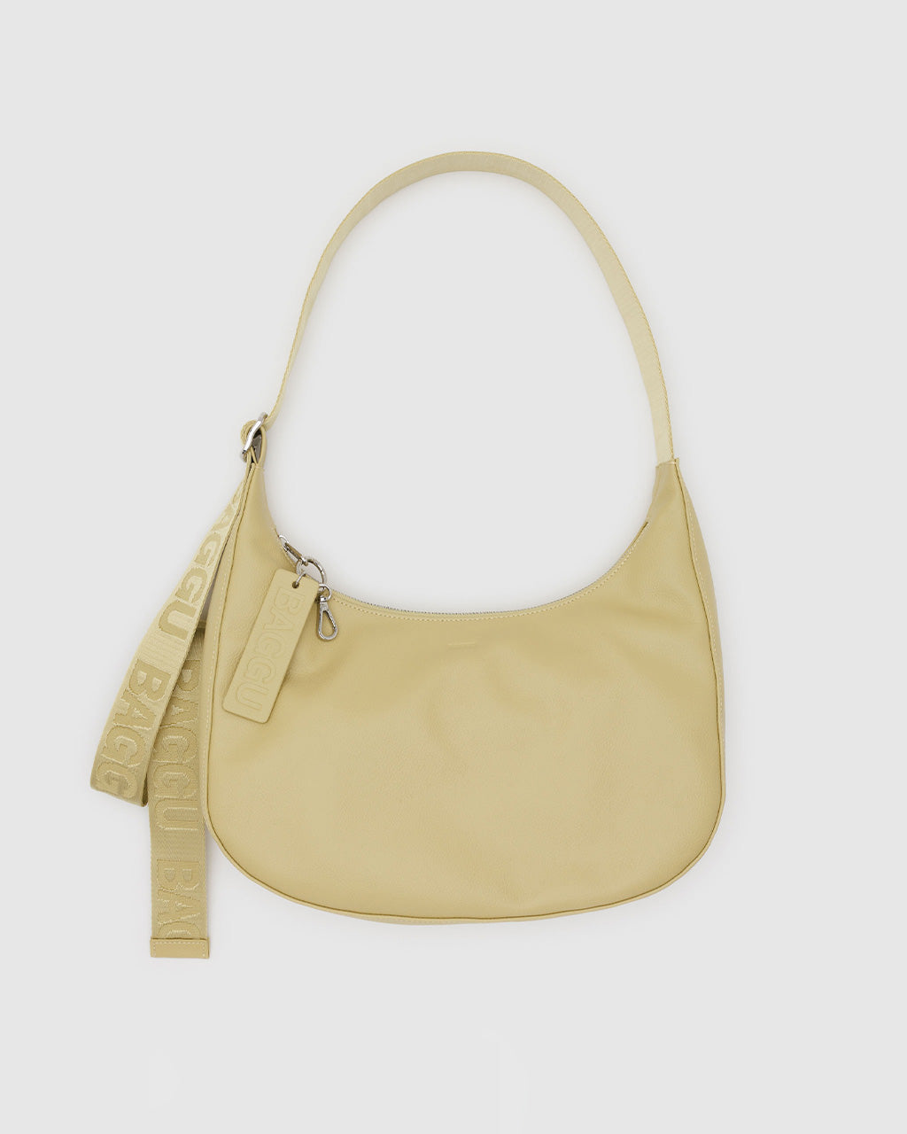 Medium Recycled Leather Crescent Bag - Straw