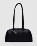 Recycled Leather Bowler Bag - Black
