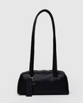 Small Recycled Leather Bowler Bag - Black
