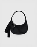 Small Recycled Leather Crescent Bag - Black