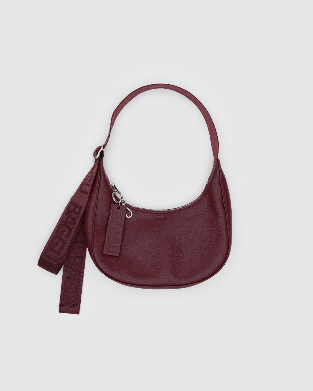 Small Recycled Leather Crescent Bag - Mahogany