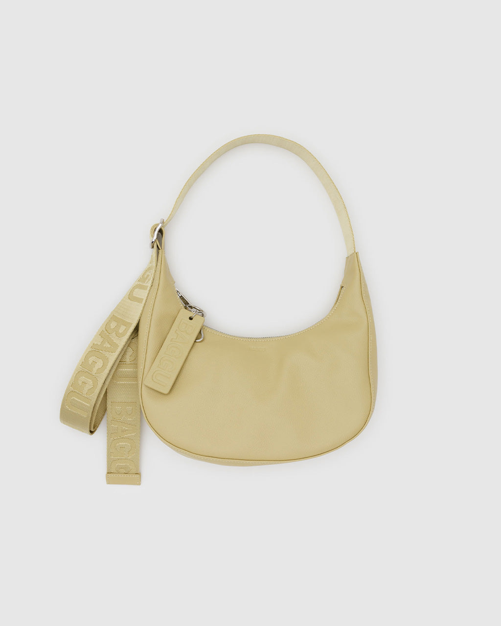 Small Recycled Leather Crescent Bag - Straw