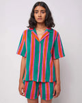 Short Sleeve Striped Terry Cloth Shirt