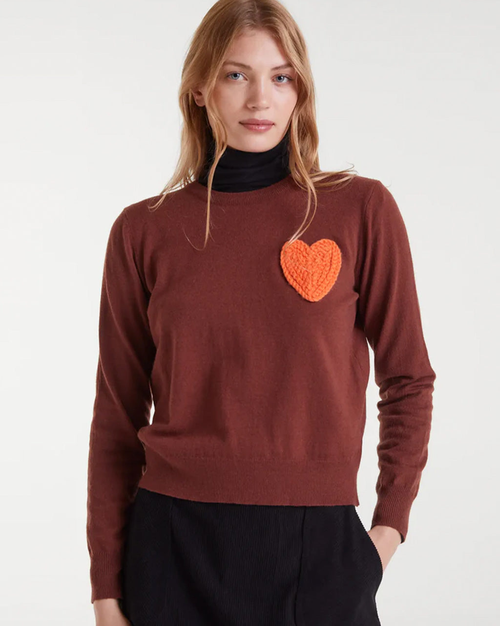 Heart Sweater - Brown