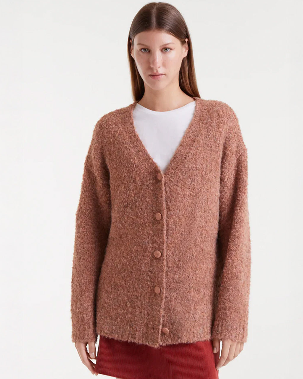 Long Camel Textured Coatigan