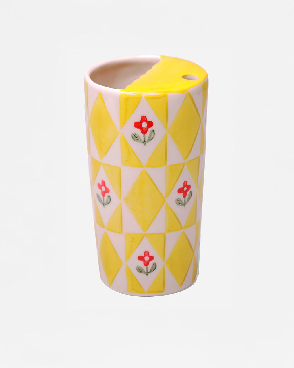 Ceramic Travel Coffee Tumbler - Yellow Floral