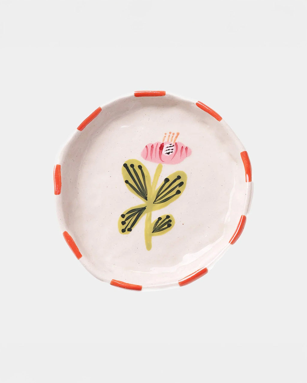 Flower Trinket Tray - Orange Trim