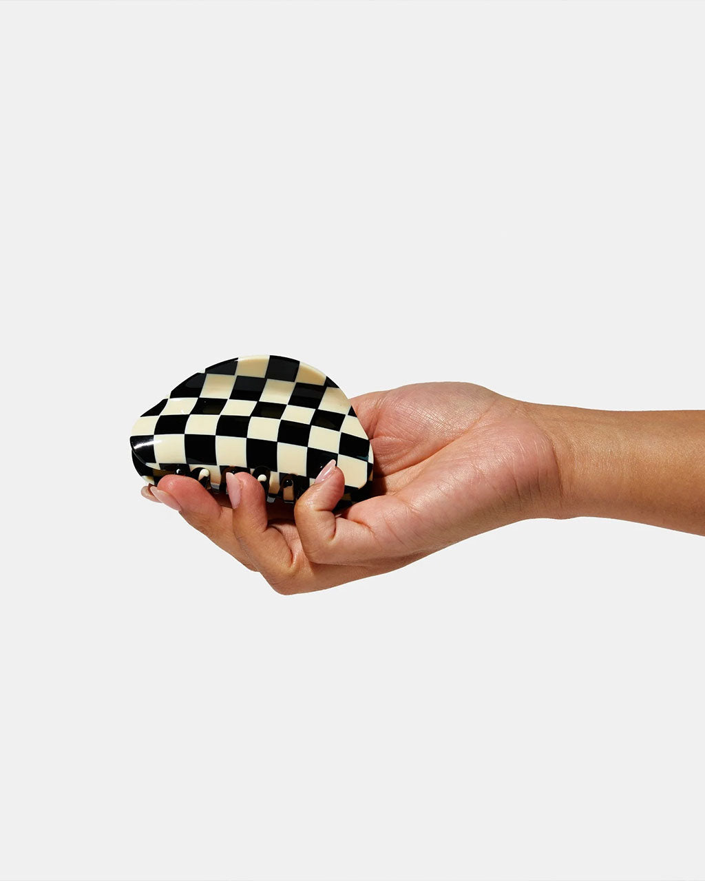 Checker Claw Clip - Black + White