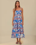 Off-White Blue Foliage Midi Dress