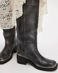 Dana Distressed Pull-On Boot - Black Leather