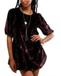 Maye Printed Velvet Tunic - Dark Black Combo