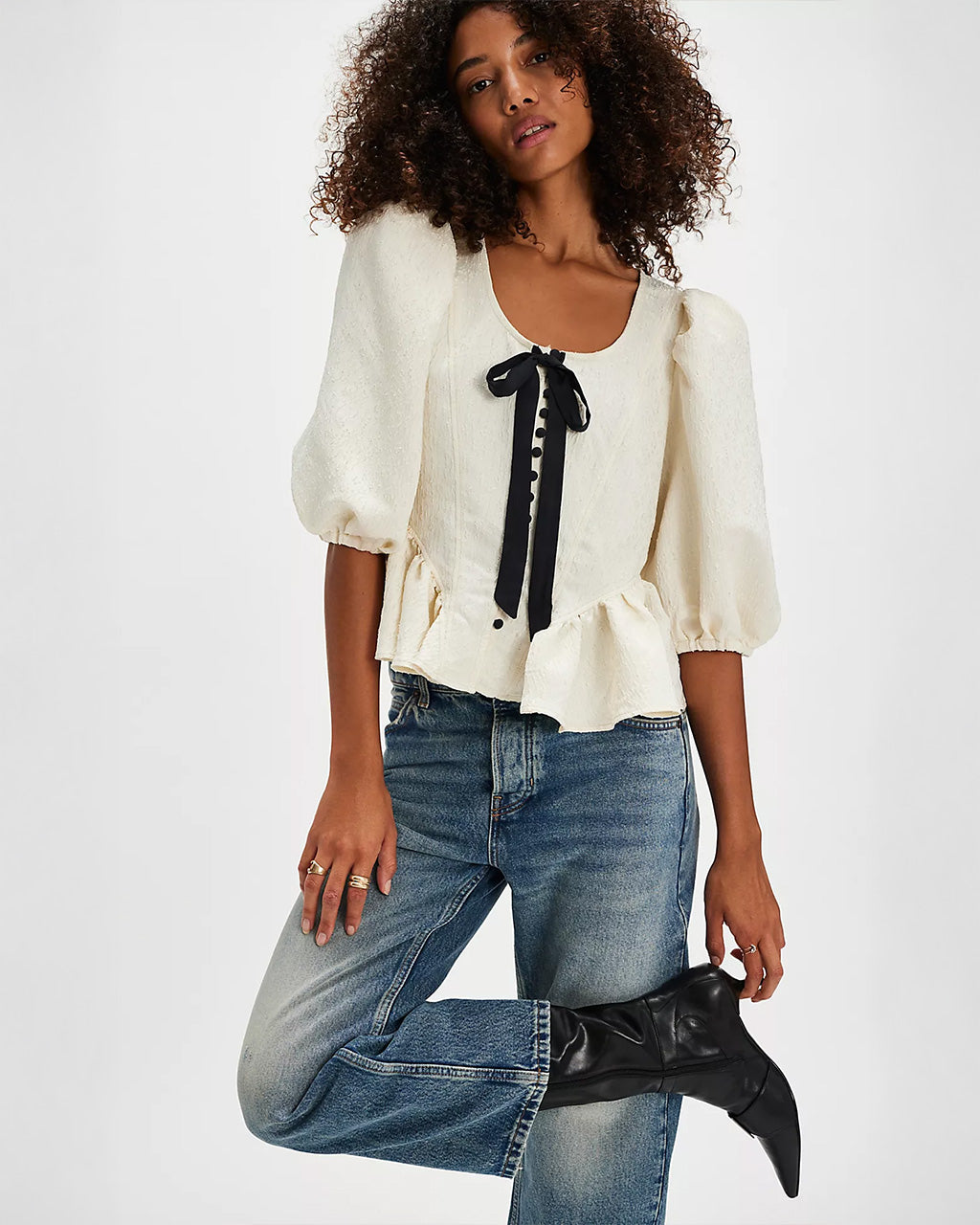 Pamela Bow Top - White Alyssum