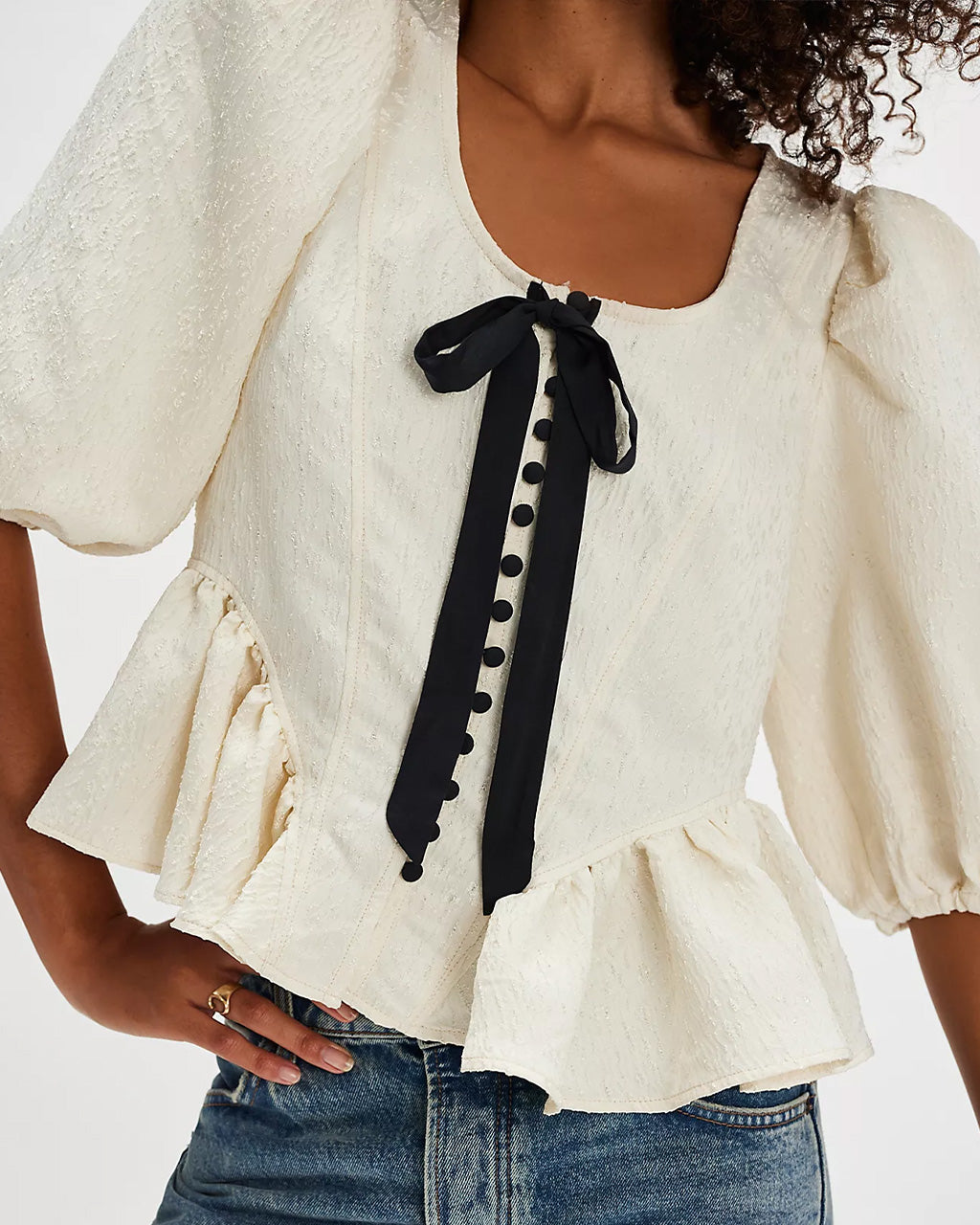 Pamela Bow Top - White Alyssum