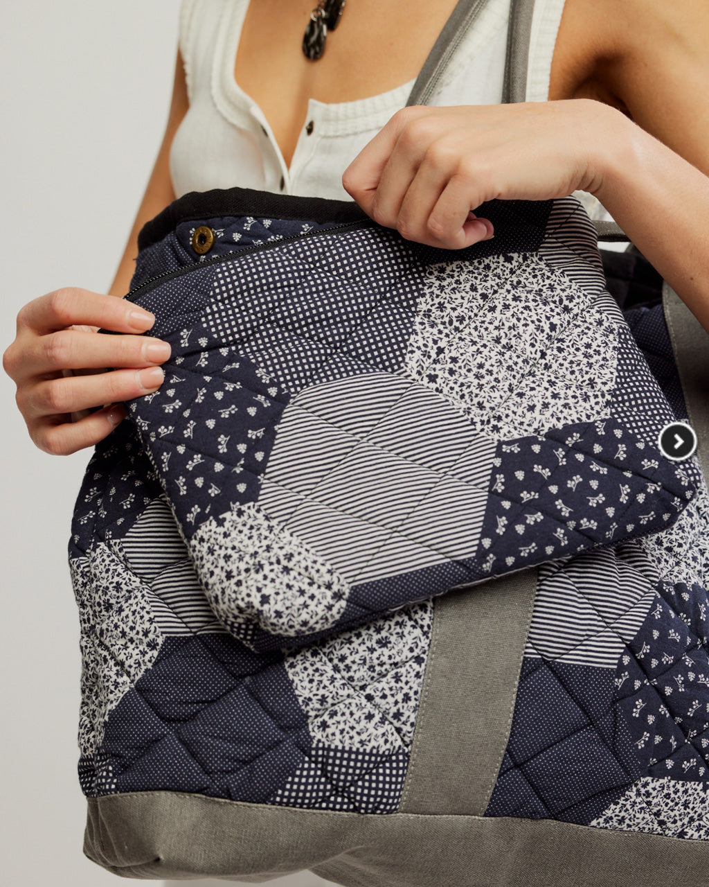Pippa Patchwork Tote - Blue Combo