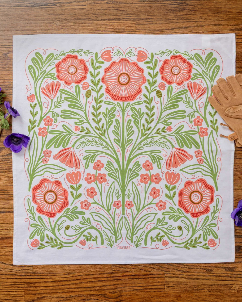 Pink Poppy Tea Towel