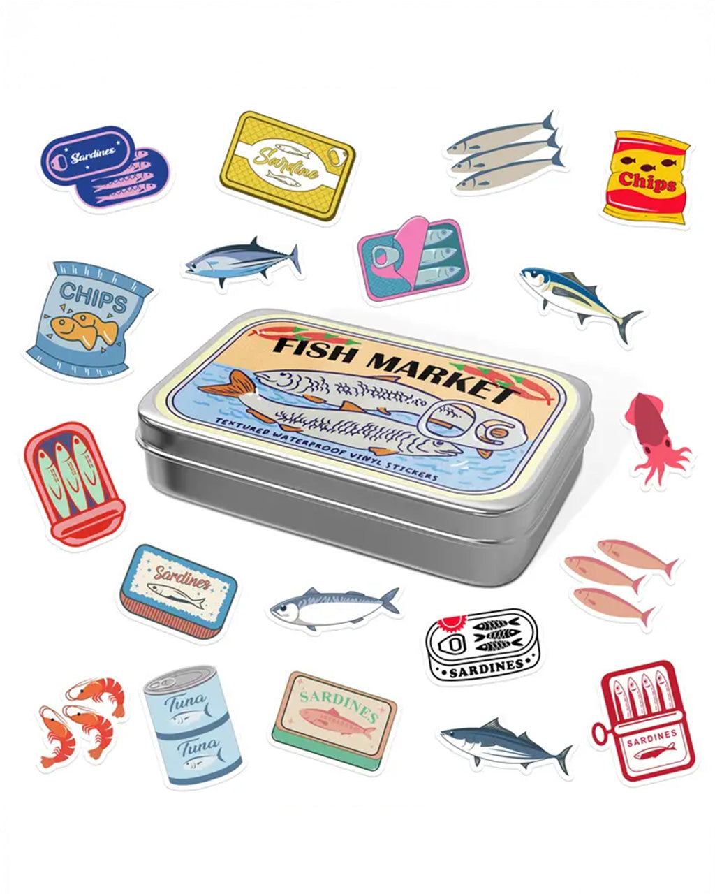 Fish Market Stickers Tin Can