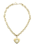 Heart Shaped Watch Necklace - Yellow Gold
