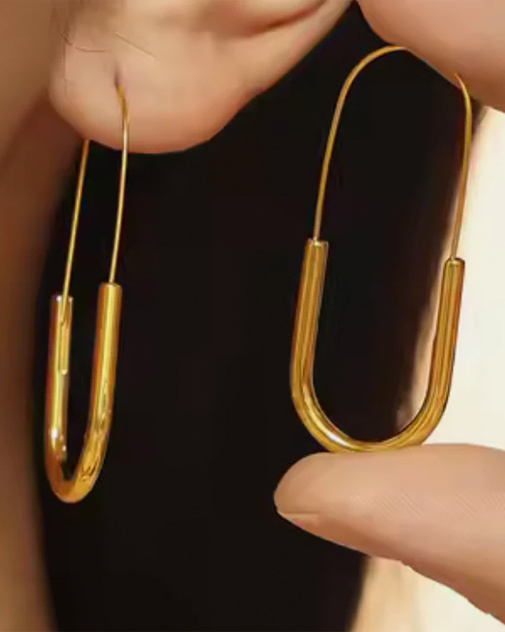 Paperclip Hoop Earrings - Gold
